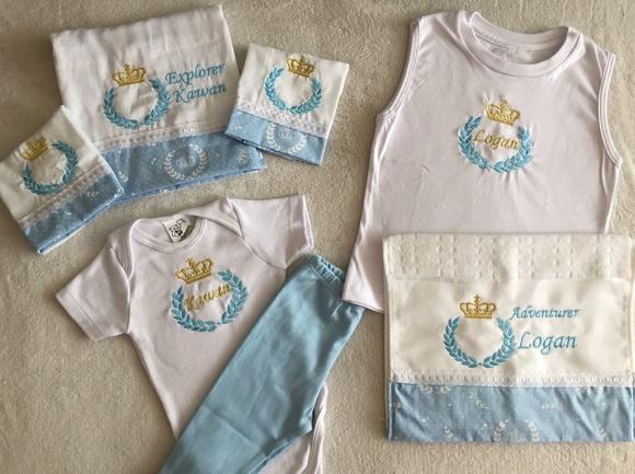 Fralda, body, toalhinha kit familia