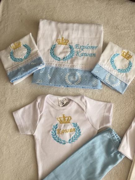 Fralda, body, toalhinha kit familia