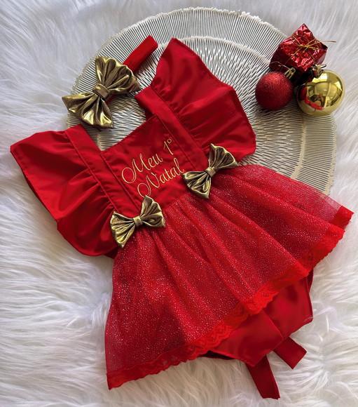 Jardineira Natal Infantil Meu Primeiro Natal