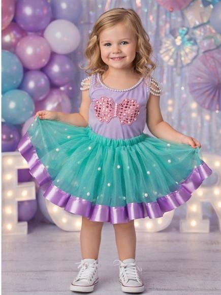 Sereia Infantil Conjunto Concha Vestido Menina