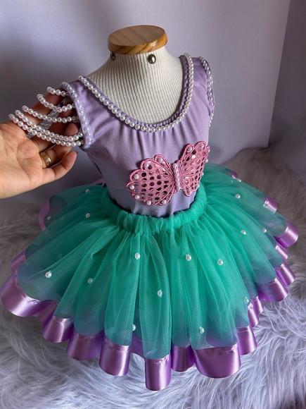 Sereia Infantil Conjunto Concha Vestido Menina