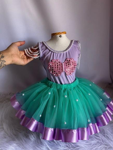 Sereia Infantil Conjunto Concha Vestido Menina
