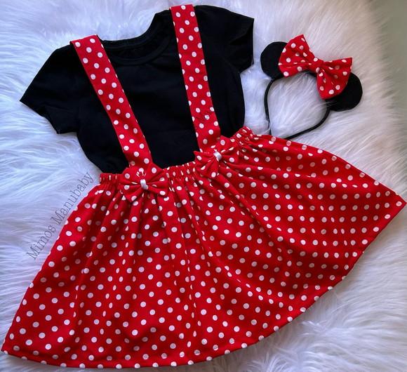 Salopete Minnie Jardineira Minnie Menina
