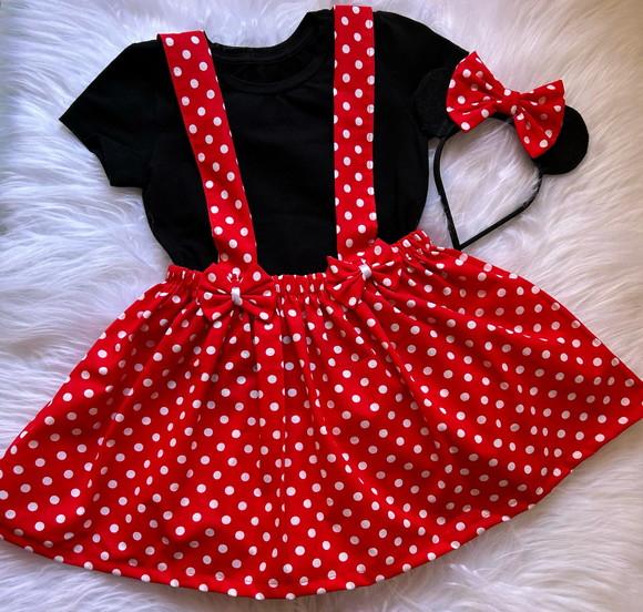 Salopete Minnie Jardineira Minnie Menina