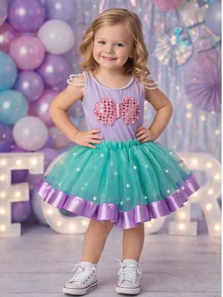 Sereia Infantil Conjunto Concha Vestido Menina