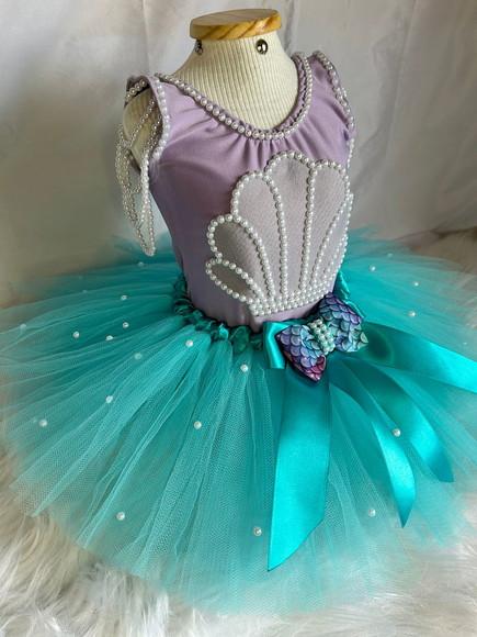 Sereia Infantil Conjunto Concha Vestido Menina