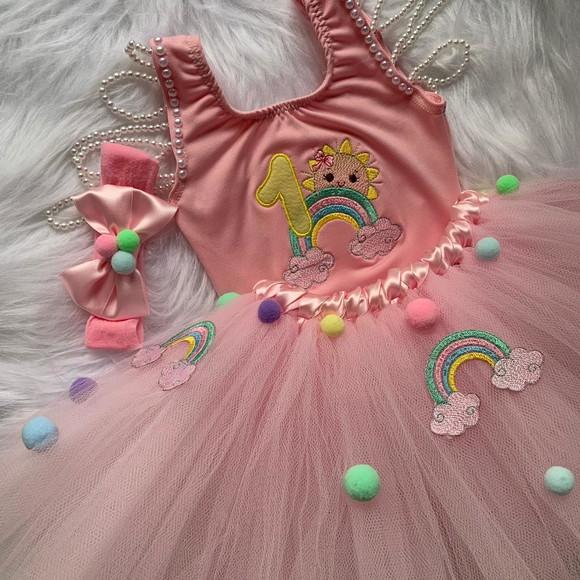 Vestido Arco Íris Infantil Festa Sol
