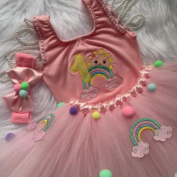 Vestido Arco Íris Infantil Festa Sol