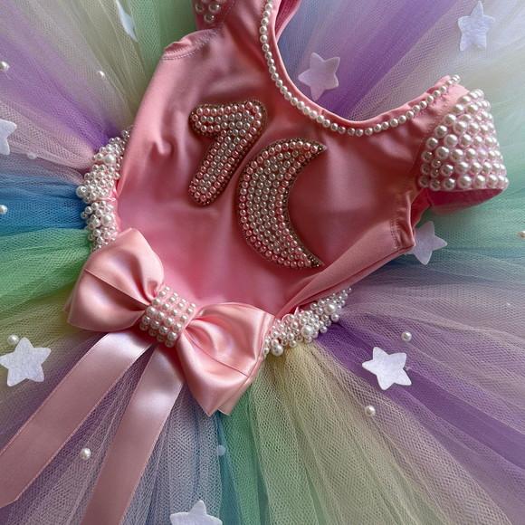 Vestido com Estrelas e Lua Infantil Menina