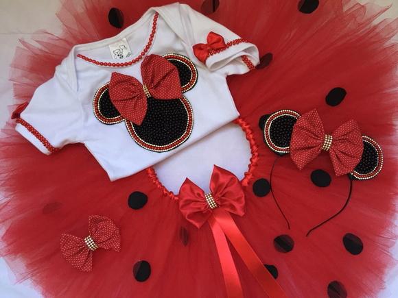 Vestido Infantil Tema Minie Vermelho