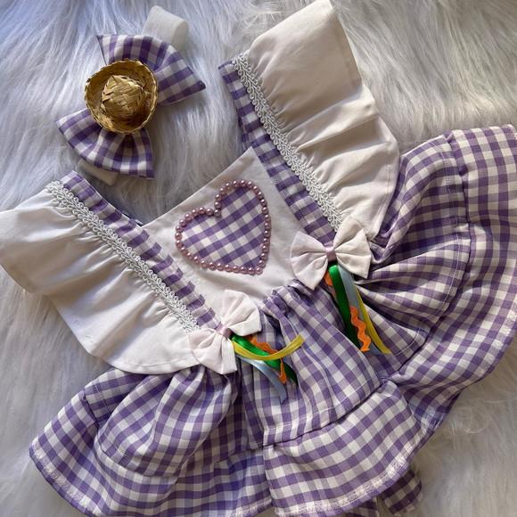 Vestido Junino Jardineira de Quadrilha