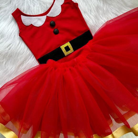 Vestido Natal Vermelho Papai Noel Infantil