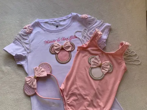 Blusa Personalizada Minnie Rosa Mãe e Filha