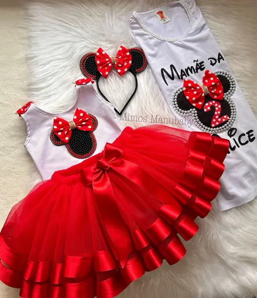 Conjunto Minnie Luxo Mãe e Filha Minnie