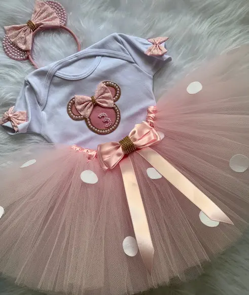 Conjunto Minnie Rosa Disney Aniversario Infantil