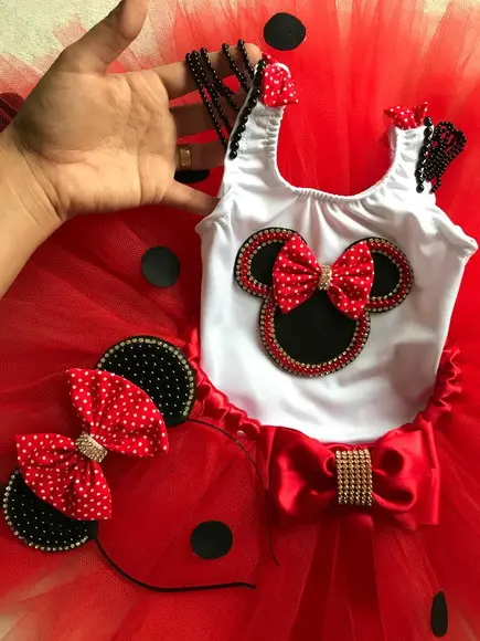 Conjunto Minnie Vermelha Tutu Luxo Infantil