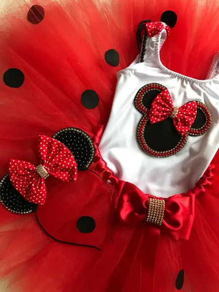 Conjunto Minnie Vermelha Tutu Luxo Infantil