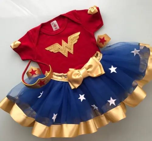 Fantasia da Mulher Maravilha Menina Infantil Aniversário