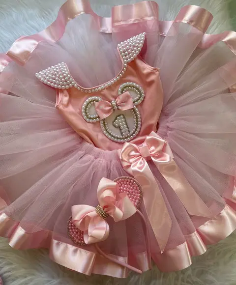 Fantasia Minnie Infantil Rosa Realeza