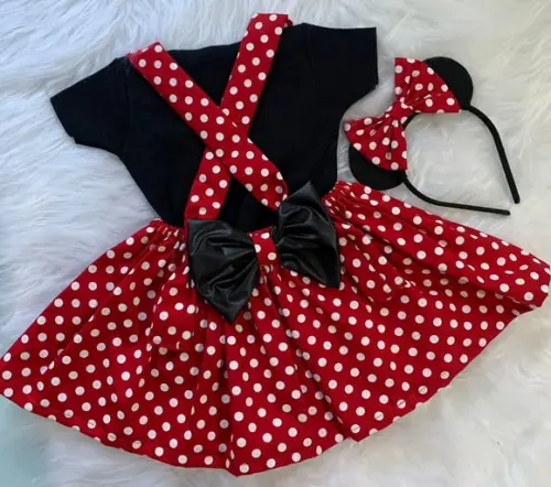 Fantasia Saia Salopete Minnie Vermelha