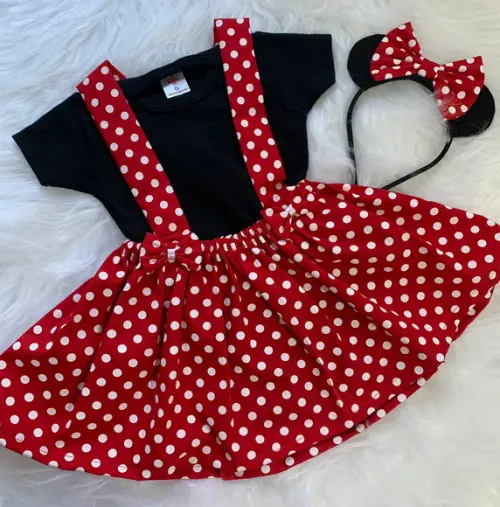 Fantasia Saia Salopete Minnie Vermelha