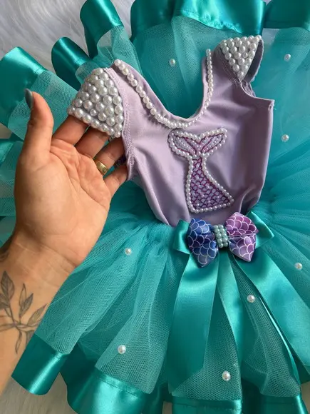 Fantasia Sereia Vestido Concha Infantil
