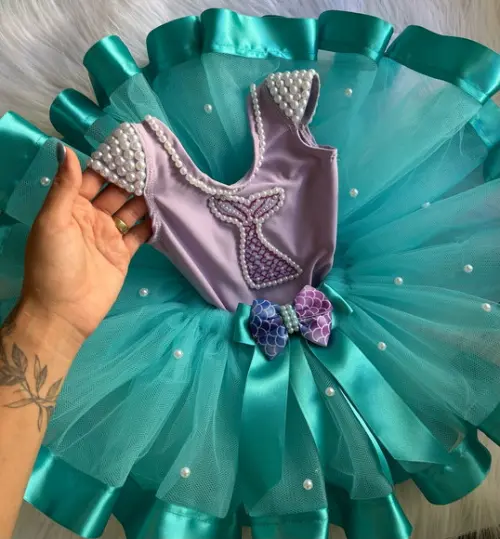 Fantasia Sereia Vestido Concha Infantil