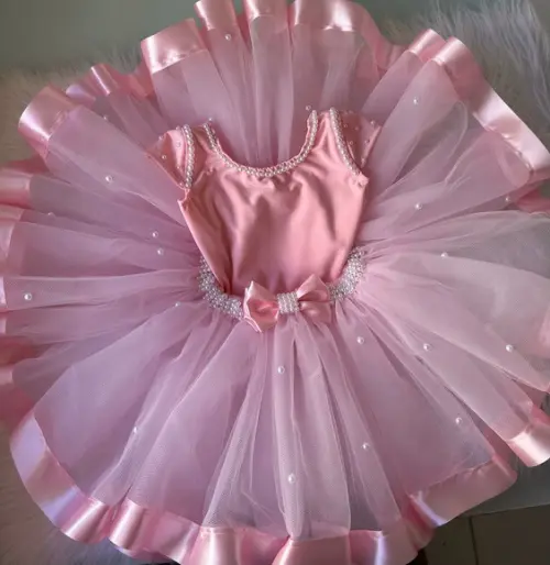 Figurino Bailarina Festa Balé Ballet Fantasia Tutu Rosa