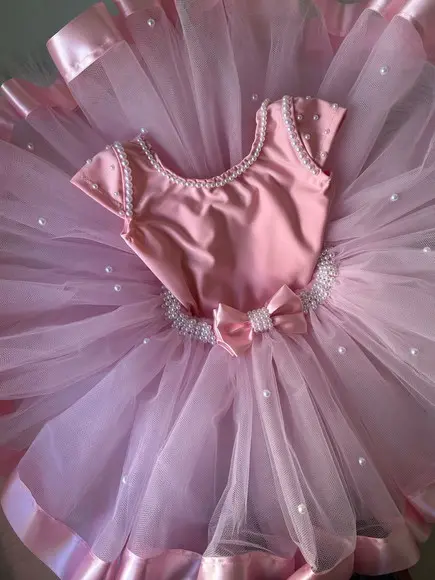 Figurino Bailarina Festa Balé Ballet Fantasia Tutu Rosa