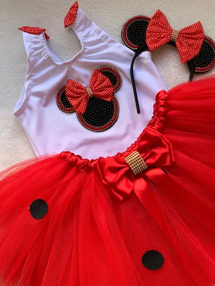 Minnie Vestido Vermelha Tutu Infantil