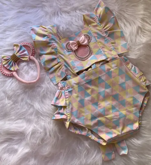 Romper Minnie Rosa Saia de Tutu Jardineira Minnie