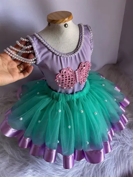 Sereia Infantil Conjunto Concha Vestido Menina