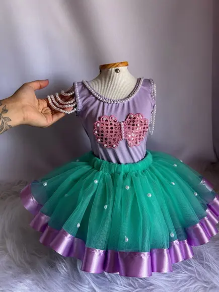 Sereia Infantil Conjunto Concha Vestido Menina