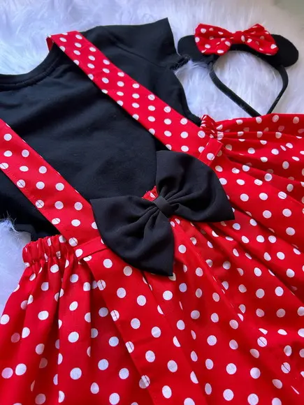 Salopete Minnie Jardineira Minnie Menina