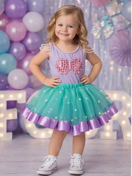 Sereia Infantil Conjunto Concha Vestido Menina