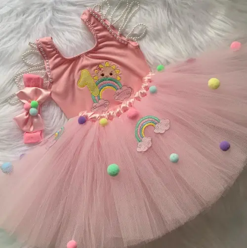 Vestido Arco Íris Infantil Festa Sol