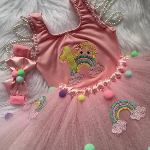 Vestido Arco Íris Infantil Festa Sol