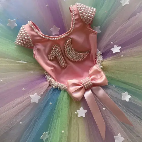 Vestido com Estrelas e Lua Infantil Menina