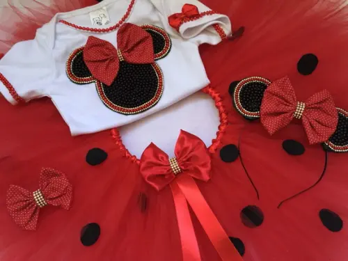 Vestido Infantil Tema Minie Vermelho