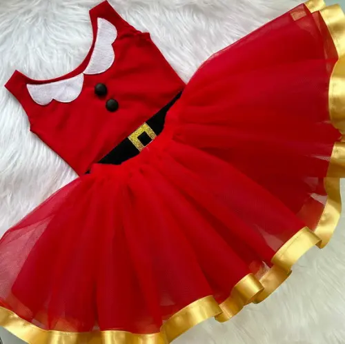 Vestido Natal Vermelho Papai Noel Infantil
