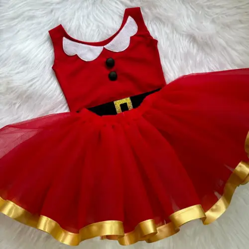 Vestido Natal Vermelho Papai Noel Infantil