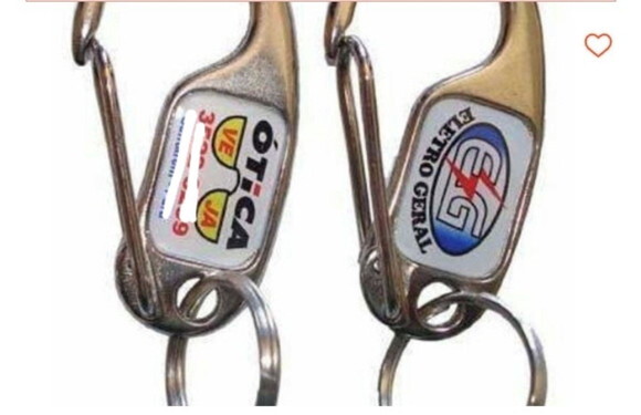 500 Chaveiros Mosquetão em Metal Resinado com Sua Logo
