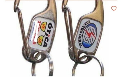 500 Chaveiros Mosquetão em Metal Resinado com Sua Logo