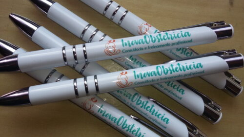 Canetas Brancas Personalizadas com Logo Colorido mod. 8578