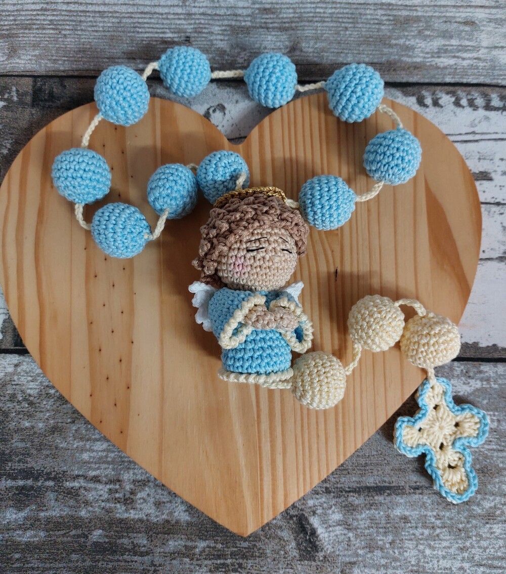 Terço de amigurumi Anjo da Guarda