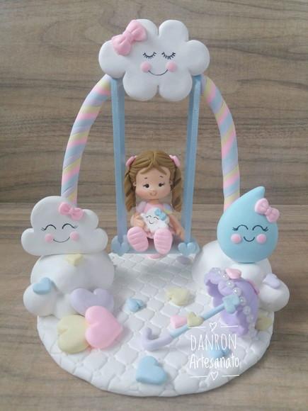 Topo de Bolo Chuva de Amor