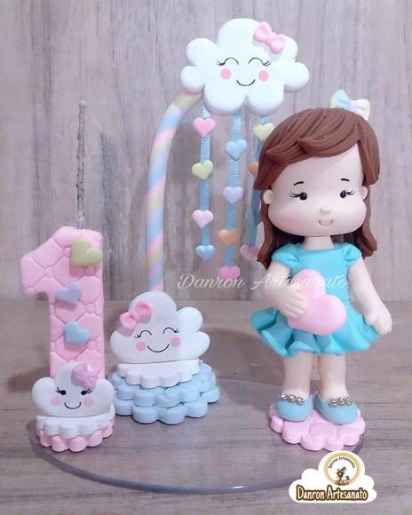 Topo de Bolo Chuva de Amor