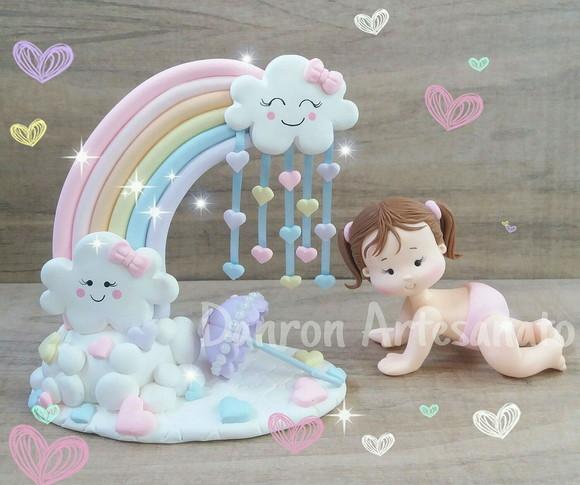 Topo de Bolo Chuva de Amor