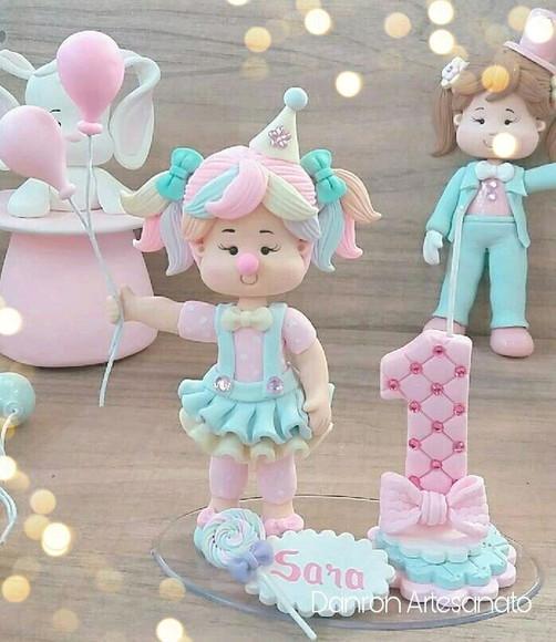 Topo de Bolo Circo Rosa
