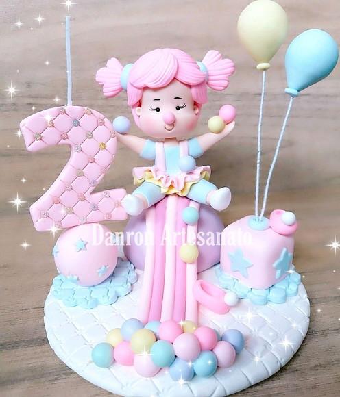 Topo de Bolo Circo Rosa